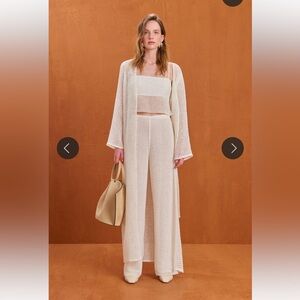 cult gaia ari off white long open front knit cardigan duster size medium